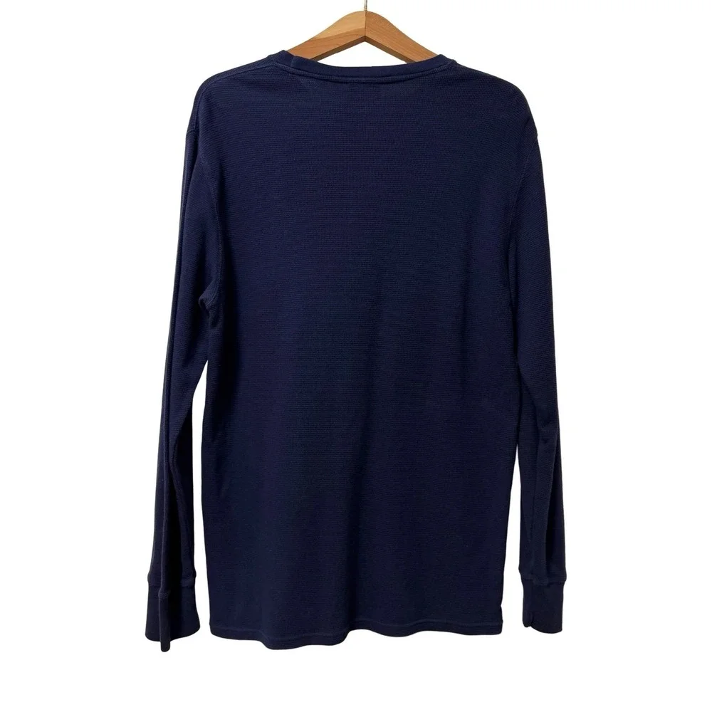 Polo Ralph Lauren Sleepwear Waffle Thermal Crew Neck Shirt Mens Size L Navy Cozy
